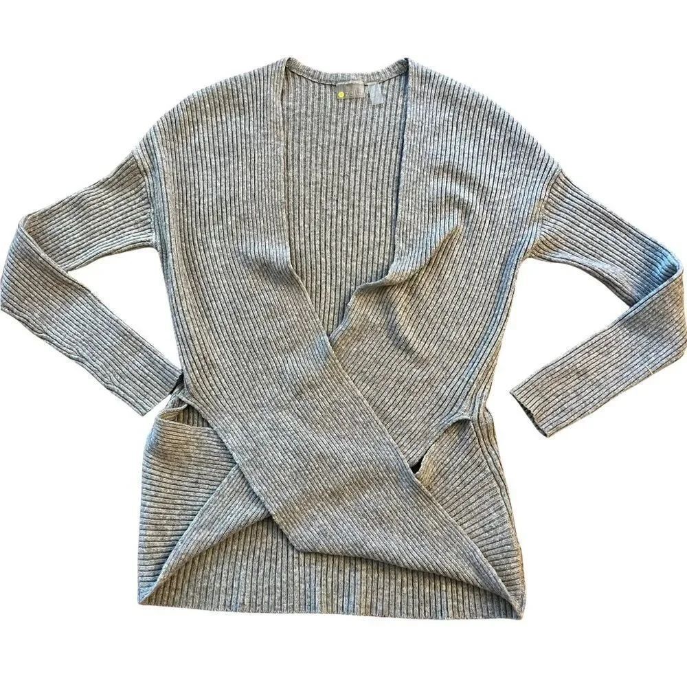 Zella Heather Gray Crossover Wrap Sweater size S
